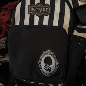 Hot Topic Black and White Beetlejuice Striped Backpack